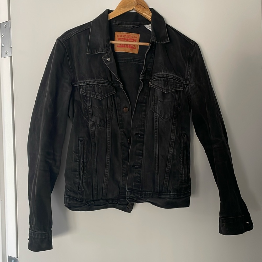 Levis boyfriend trucker black denim jacket